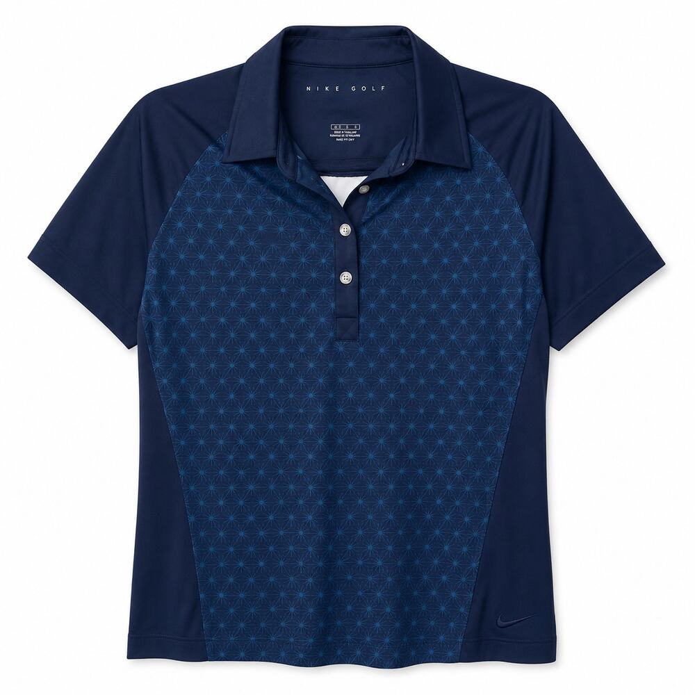 Womens Nike Golf Polo M Navy Subtle Geometric Pattern
